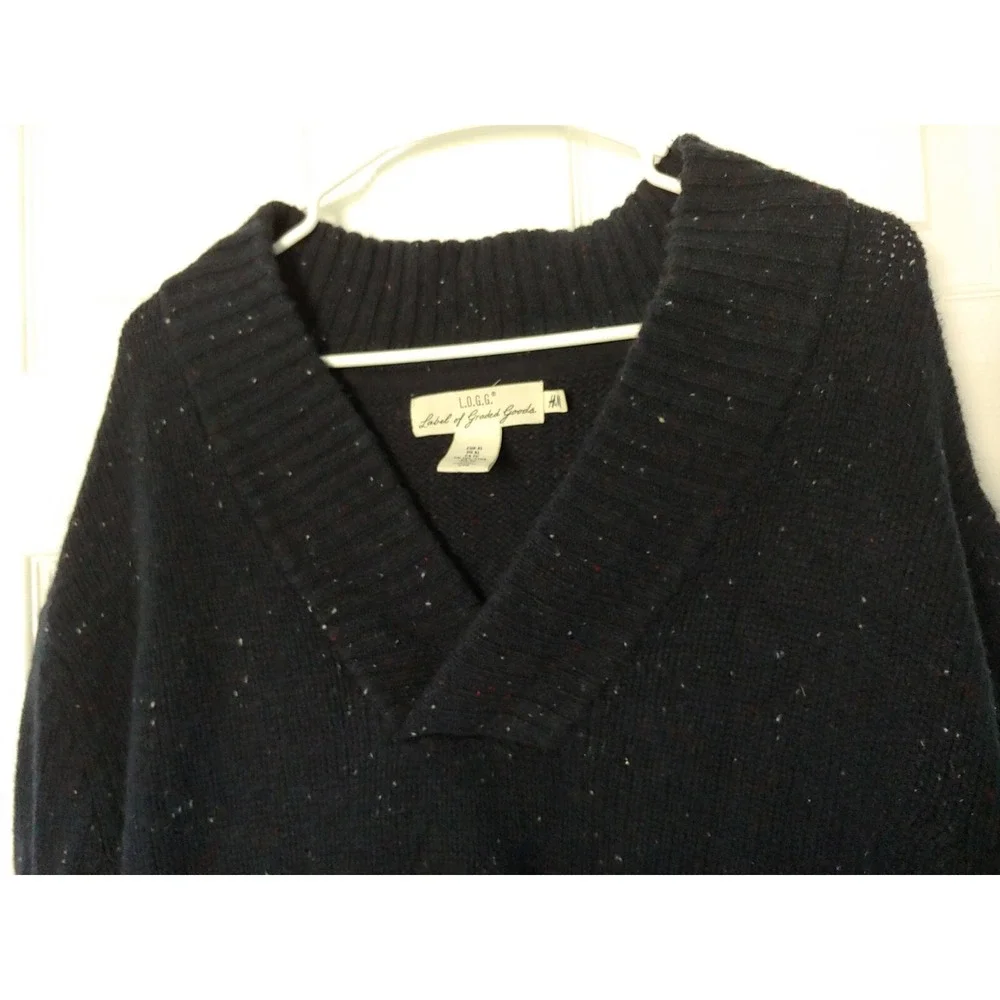LOGG H&M Sweater Mens XL Blue Pullover Long Sleeve Wool Navy Outdoor